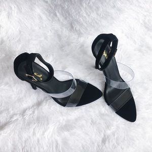 Black heels with clear straps